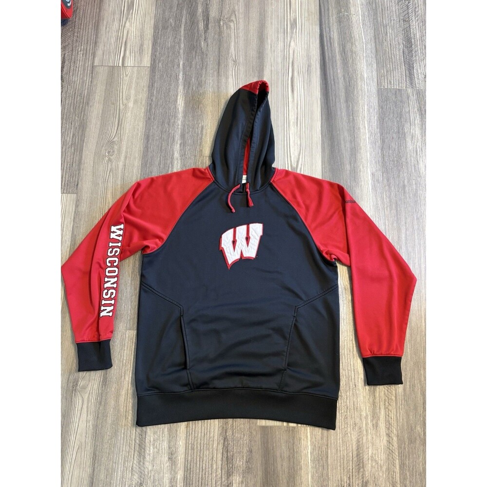 Men’s Wisconsin Badgers Columbia Hoodie L Embroidered Logo Performance